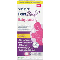 Produktbild von tetesept Femi Baby Nahrungsergänzungsmittel für Frauen, Schwangere und Stillende, 84 Tabletten, vegan, laktosefrei und glutenfrei