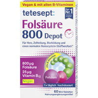 Produktbild von Tetesept Folsäure 800 Depot Tabletten für Erwachsene 60 Stück