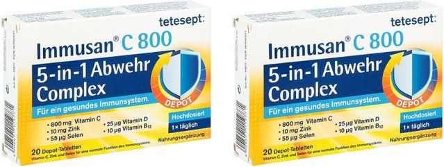 Tetesept Immusan 5in1 Abwehr Complex Tabletten mit 800 mg Ascorbinsäure 40 Stück – Bild 1 von 1