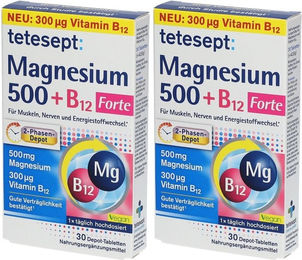 tetesept Magnesium 500 + B12 Forte Tabletten mit Magnesium Oxid 60 Stück – Bild 1 von 1