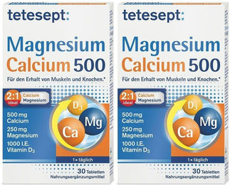 tetesept Magnesium 500 + Calcium Tabletten für Erwachsene und Sportler 60 Stück – Bild 1 von 1