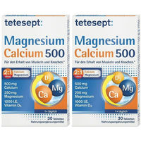 Produktbild von tetesept Magnesium 500 + Calcium Tabletten für Erwachsene und Sportler 60 Stück