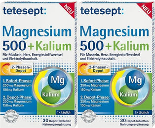 tetesept Magnesium 500 + Kalium Tabletten glutenfrei und laktosefrei für Sportler – Bild 1 von 1