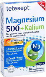 Tetesept Magnesium 500 mg und Kalium Tabletten glutenfrei und laktosefrei für Sportler 30 Stück – Bild 1 von 1