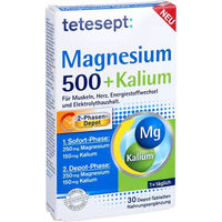 Produktbild von Tetesept Magnesium 500 mg und Kalium Tabletten glutenfrei und laktosefrei für Sportler 30 Stück