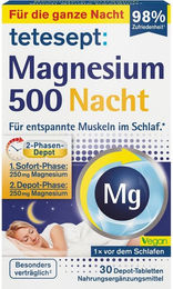 Tetesept Magnesium 500 Nacht Tabletten mit Magnesium Oxid, laktosefrei und glutenfrei, 30 Stück – Bild 1 von 3