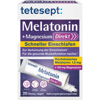Produktbild von tetesept Melatonin und Magnesium Direkt-Sticks zuckerfrei