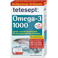Produktbild von tetesept Omega-3 1000 Kapseln 80 Stück glutenfrei und laktosefrei