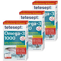 Produktbild von tetesept Omega-3 1000 Kapseln glutenfrei und laktosefrei