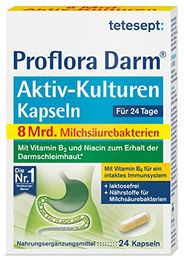 tetesept Proflora Darm Aktiv-Kulturen Kapseln mit 8 Mrd. Milchsäurebakterien und Inulin - 24 Kapseln – Bild 1 von 3