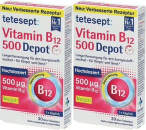 tetesept Vitamin B12 500 Depot Filmtabletten für Erwachsene 60 Stück – Bild 1 von 1