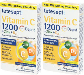 tetesept Vitamin C 1200 Depot mit Zink und Vitamin D3 Tabletten 60 Stück – Bild 1 von 1