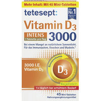 Produktbild von tetesept Vitamin D3 Intens Tabletten vegetarisch laktosefrei glutenfrei für Erwachsene