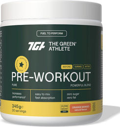 THE GREEN ATHLETE Pre-Workout Pulver Orangen- und Mangogeschmack glutenfrei 345 g – Bild 1 von 2