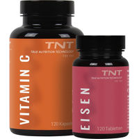 Produktbild von TNT Eisen Bisglycinat und Vitamin C Ascorbinsäure Bundle vegan glutenfrei laktosefrei
