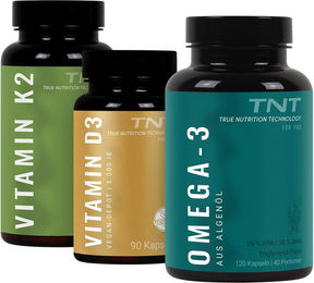 TNT O3-D3-K2 Vegan-Bundle mit Omega-3, Vitamin D3 und Vitamin K2 in Kapseln – Bild 1 von 3