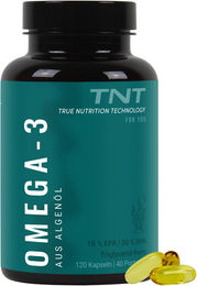 TNT Omega-3 Kapseln aus Algenöl Vegan mit 300 mg DHA und 150 mg EPA für Erwachsene, Schwangere und Stillende – Bild 1 von 2