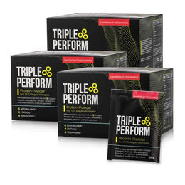 Triple Perform Kollagen Pulver Grapefruit mit Tri-Collagen Komplex, Kollagen Peptiden, Zink, Magnesium und Vitamin C, 30 Sachets à 26g – Bild 1 von 2