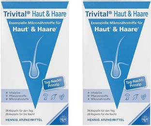 Trivital Haut & Haare Hennig Arzneimittel Zink Biotin Selen Kapseln vegan laktosefrei glutenfrei – Bild 1 von 2