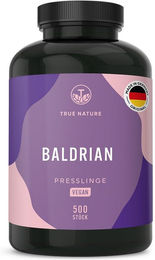 TRUE NATURE® Baldrian Tabletten hochdosiert 500 mg vegan laktosefrei und glutenfrei – Bild 1 von 4