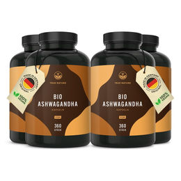 TRUE NATURE Bio Ashwagandha Kapseln vegan hochdosiert 4x360 Stück – Bild 1 von 5