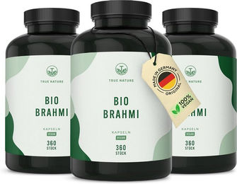 TRUE NATURE® Bio Brahmi Kapseln vegan ohne Zusatzstoffe 180 Stück – Bild 1 von 4