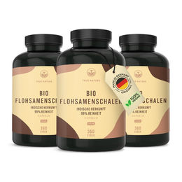 TRUE NATURE Bio Flohsamenschalen Kapseln Vegan Glutenfrei Laktosefrei 3x360 Stück – Bild 1 von 5