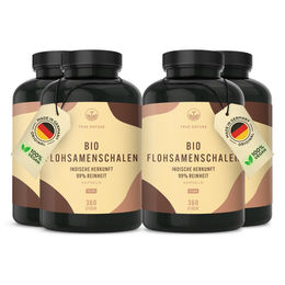 TRUE NATURE Bio Flohsamenschalen Kapseln Vegan Glutenfrei Laktosefrei 4x360 Stück – Bild 1 von 5