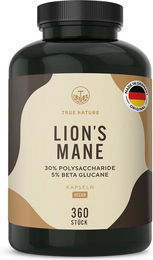 TRUE NATURE® Hericium Erinaceus Lions Mane Kapseln vegan laktosefrei glutenfrei ohne Zusatzstoffe 180 Stück – Bild 1 von 4
