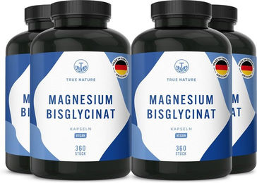 TRUE NATURE® Magnesium Kapseln mit Magnesium Bisglycinat vegan laktosefrei glutenfrei für Sportler – Bild 1 von 3