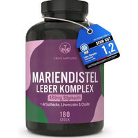 Produktbild von TRUE NATURE Mariendistel Leber Komplex Kapseln mit Cholin, Artischocke und Löwenzahn, 180 Kapseln, laktosefrei und glutenfrei