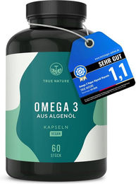 TRUE NATURE® Omega 3 Algenöl Kapseln Vegan 1400mg für Schwangere und Stillende – Bild 1 von 4