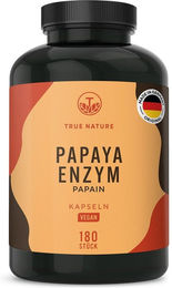 TRUE NATURE® Papain Kapseln mit Papain Extrakt, vegan, laktosefrei und glutenfrei, 180 Kapseln – Bild 1 von 4