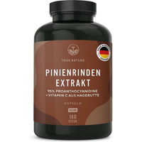 Produktbild von TRUE NATURE® Pinienrindenextrakt Kapseln mit Vitamin C, vegan, 180 Kapseln