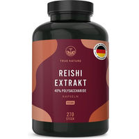 Produktbild von TRUE NATURE® Reishi Pilz Extrakt Kapseln - Vegan, Laktosefrei und Glutenfrei