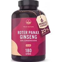 Produktbild von TRUE NATURE Roter Panax Ginseng Extrakt hochdosiert 1200 mg vegan 180 Kapseln
