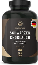 TRUE NATURE® Schwarzer Knoblauch Extrakt 15:1 fermentiert 1500 mg Kapseln vegan 180 Stück – Bild 1 von 3