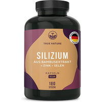 Produktbild von TRUE NATURE® Silizium Kapseln mit Bambusextrakt, Zink und Selen, vegan, 180 Kapseln