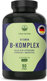 TRUE NATURE® Vitamin B Komplex Forte mit Cholin und Inositol Kapseln vegan laktosefrei und glutenfrei – Bild 1 von 4