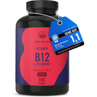 Produktbild von TRUE NATURE® Vitamin B12 1000µg mit Folsäure Quatrefolic Tabletten 180 Stück vegan laktosefrei glutenfrei für Schwangere und Stillende sowie Senioren