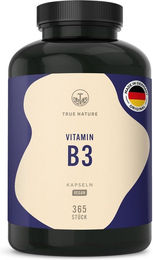 TRUE NATURE® Vitamin B3 Niacin Kapseln - Vegan, Laktosefrei & Glutenfrei – Bild 1 von 4