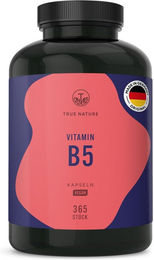 TRUE NATURE® Vitamin B5 Pantothensäure Kapseln - Vegan, Laktosefrei & Glutenfrei – Bild 1 von 3