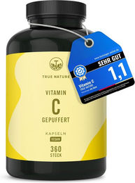TRUE NATURE® Vitamin C gepuffert Calciumascorbat 1000 mg Kapseln vegan glutenfrei laktosefrei 360 Stück – Bild 1 von 2