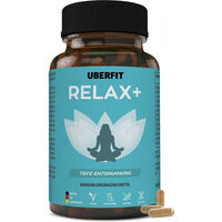Produktbild von UberFit RELAX+ Schlaf & Entspannung Komplex mit Melatonin, Ashwagandha, L-Tryptophan, Baldrian und Vitamin B6, 60 vegane Kapseln, laktosefrei