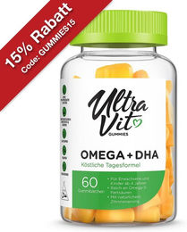 UltraVit Omega 3 + DHA Gummis für Erwachsene und Kinder glutenfrei laktosefrei ohne Zusatzstoffe 60 Stück – Bild 1 von 1