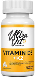 UltraVit Vitamin D3 4000 IU + K2 Kapseln vegan 60 Stück – Bild 1 von 1