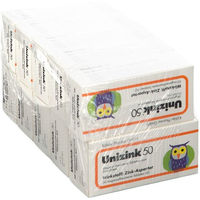Produktbild von Unizink 50 magensaftresistente Tabletten mit Zink, glutenfrei und laktosefrei