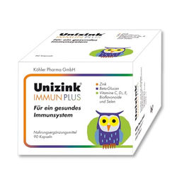 Unizink Immun Plus Kapseln für Erwachsene mit Citrat, glutenfrei und laktosefrei, 90 Stück – Bild 1 von 3
