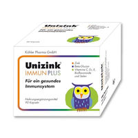 Produktbild von Unizink Immun Plus Kapseln für Erwachsene mit Citrat, glutenfrei und laktosefrei, 90 Stück