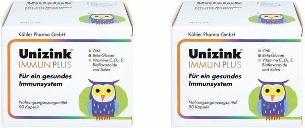 Unizink IMMUN PLUS Kapseln von Köhler Pharma mit Zinkcitrat, vegetarisch, glutenfrei und laktosefrei für Erwachsene, 90 Kapseln – Bild 1 von 1
